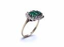 9ct Emerald & CZ 3 Stone Cluster Ring