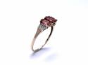 9ct Sunstone & Diamond 3 Stone Ring