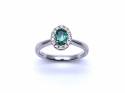 Platinum Emerald & Diamond Halo Ring