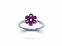 18ct White Gold Ruby & Diamond Flower Ring