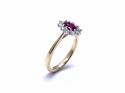 18ct Yellow Gold Ruby & Diamond Cluster Ring