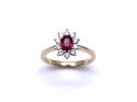 18ct Yellow Gold Ruby & Diamond Cluster Ring