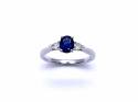 Platinum Sapphire & Diamond 3 Stone Ring