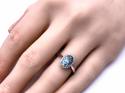 18ct White Gold Aquamarine & Diamond Halo Ring