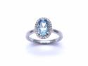 18ct White Gold Aquamarine & Diamond Halo Ring