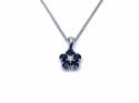 9ct White Gold Sapphire & Diamond Flower Pendant