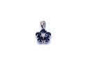 9ct White Gold Sapphire & Diamond Flower Pendant