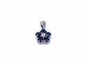 9ct White Gold Sapphire & Diamond Flower Pendant