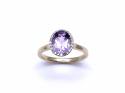 9ct Yellow Gold Amethyst & Diamond Halo Ring