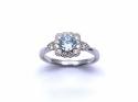 9ct White Gold Aquamarine & Diamond Ring