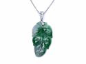 18ct Jade & Diamond Leaf Pendant 0.23ct