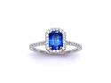 Platinum Sapphire & Diamond Halo Ring