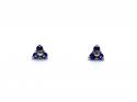 9ct Yellow Gold Sapphire 3 Stone Stud Earrings