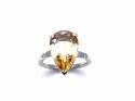 9ct Yellow Gold Quartz & Diamong Ring