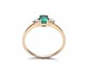 9ct Yellow Gold Emerald & Diamond 3 Stone Ring