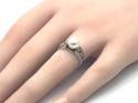 Silver Marcasite & Simulated Pearl Ring Size L