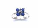 Silver Marcasite & Lapis Lazuli Ring Size K