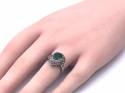 Silver Marcasite & Green CZ Ring Size N