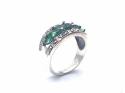 Silver Marcasite & Green CZ Band Size M