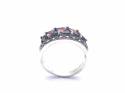 Silver Marcasite & Red CZ Band Size P