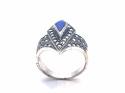 Silver Marcasite & Lapis Lazuli Fancy Ring Size Q