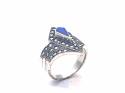 Silver Marcasite & Lapis Lazuli Fancy Ring Size Q