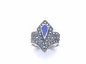 Silver Marcasite & Lapis Lazuli Fancy Ring Size Q
