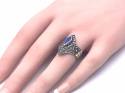 Silver Marcasite & Lapis Lazuli Fancy Ring Size Q