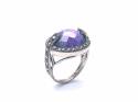 Silver Marcasite & Purple CZ Fancy Ring Size N