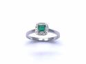 18ct White Gold Emerald & Diamond Ring