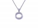 9ct White Gold Diamond Circle Pendant & Chain