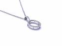 9ct White Gold Diamond Circle Pendant & Chain