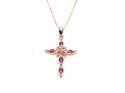 9ct Ruby & Diamond Cross & Chain