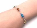 Multi Coloured Amber and Turquoise Bracelet 8 inch