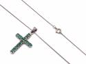 9ct Emerald & Diamond Cross & Chain