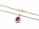 18ct Yellow Gold Ruby & Diamond Pendant & Chain