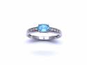 9ct White Gold Apatite & Diamond Ring