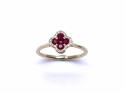 18ct Yellow Gold Ruby & Diamond Clover Ring