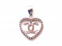 Silver CZ Heart Pendant 14mm