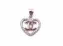 Silver CZ Heart Pendant 14mm