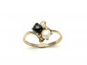 9ct Yellow Gold Pearl & Haematite Ring