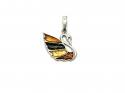 Silver Multi Amber Swan Pendant