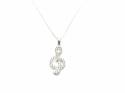 Silver CZ Treble Clef Pendant and Chain