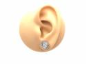 Silver CZ Set Heart Stud Earrings