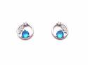 Silver Blue & White CZ Shooting Star Stud Earrings