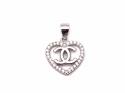 Silver CZ Heart CC Pendant