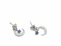 Silver C.Z Moon Drop Stud Earrings