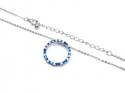 Silver Blue & White CZ Circle Pendant & Chain