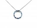 Silver Blue & White CZ Circle Pendant & Chain