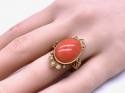 14ct Coral & Diamond Ring